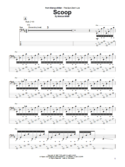 Marcus Miller Scoop sheet music notes and chords. Download Printable PDF.