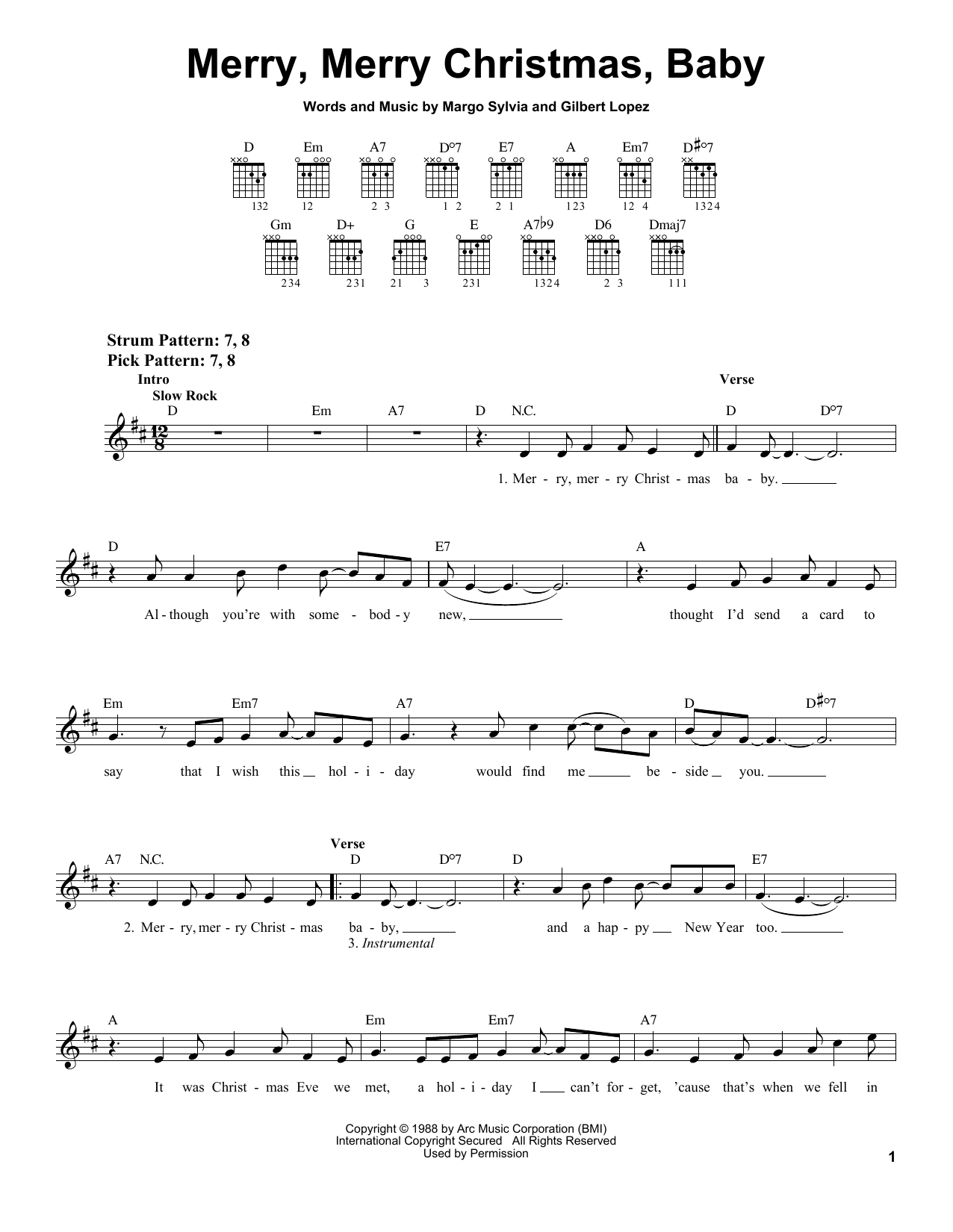 Margo Sylvia Merry, Merry Christmas, Baby sheet music notes and chords. Download Printable PDF.