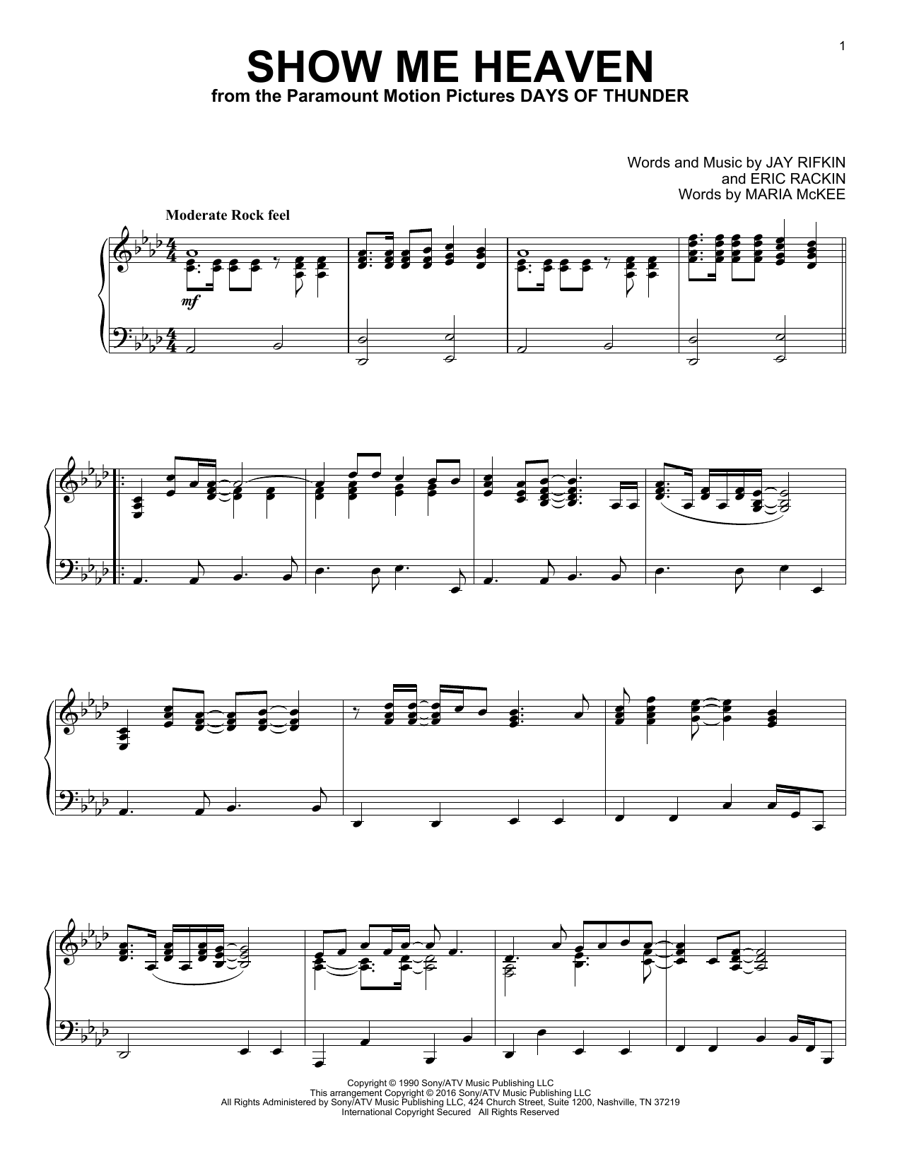 Maria McKee Show Me Heaven sheet music notes and chords arranged for Flute Solo