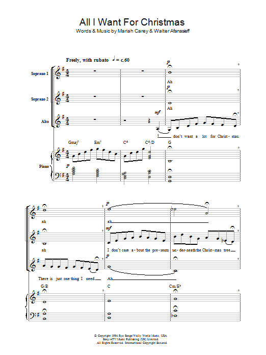 Mariah Carey All I Want For Christmas Is You (arr. Berty Rice) sheet music notes and chords. Download Printable PDF.