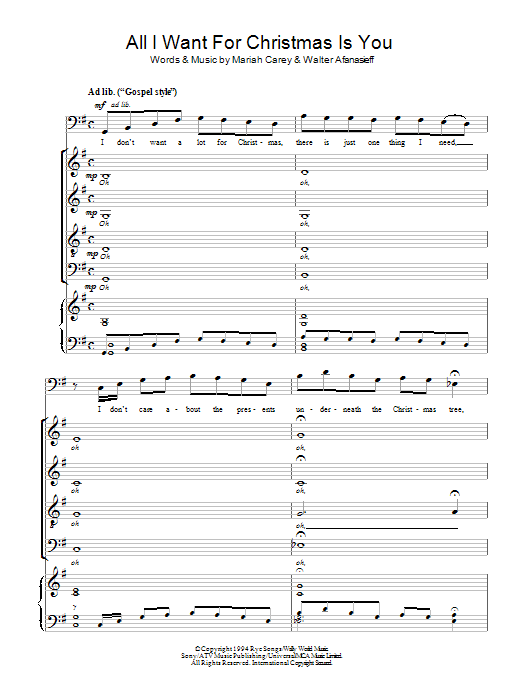 Mariah Carey All I Want For Christmas Is You (arr. Matthew O'Donovan) sheet music notes and chords. Download Printable PDF.