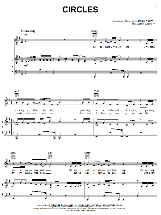 Mariah Carey Circles sheet music notes and chords. Download Printable PDF.