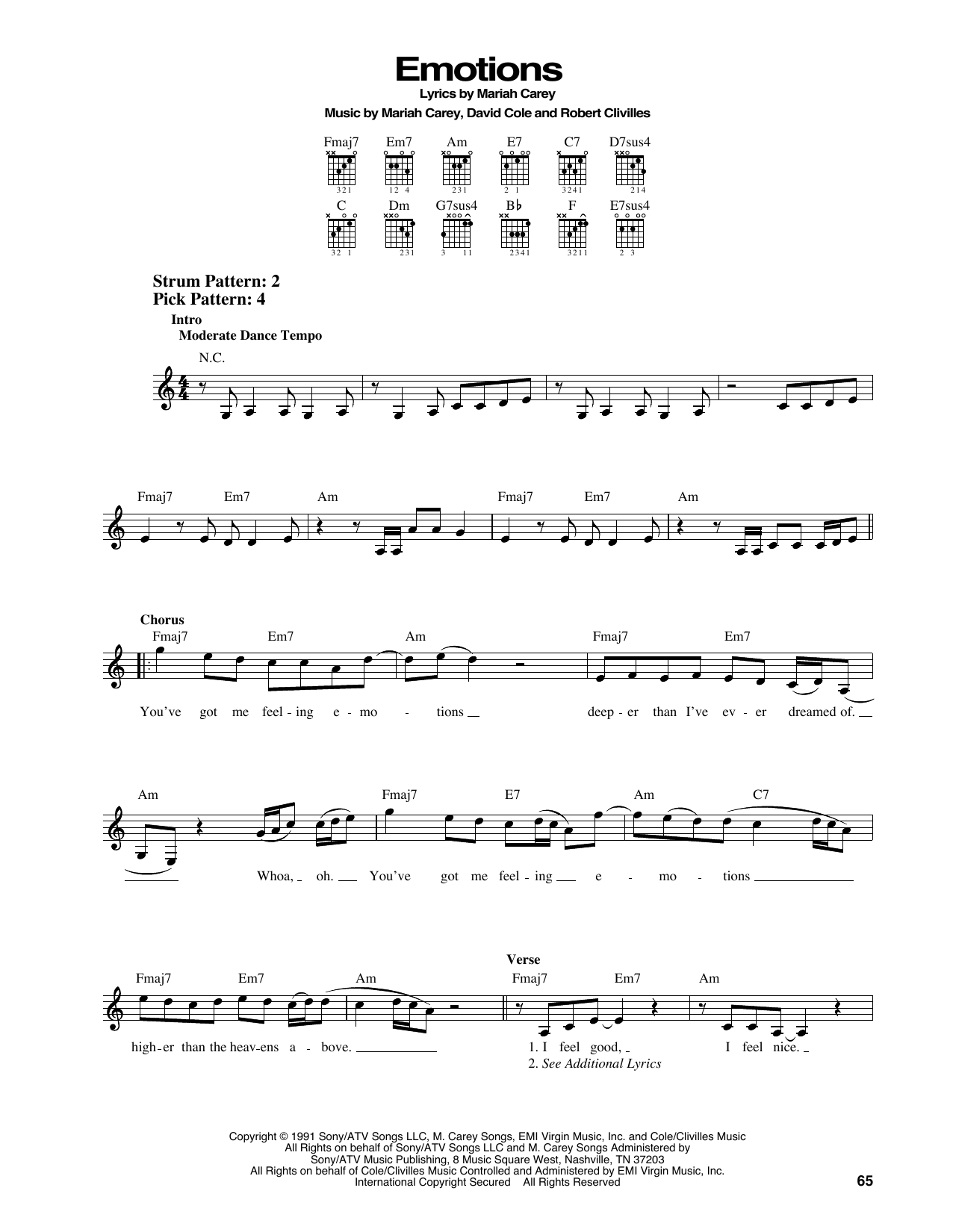 Mariah Carey Emotions sheet music notes and chords. Download Printable PDF.