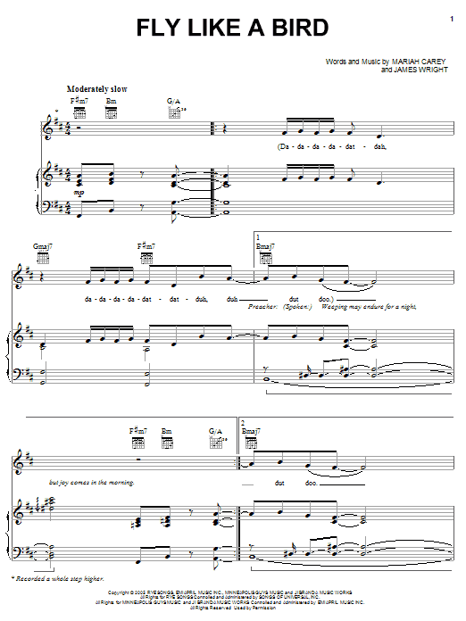 Mariah Carey Fly Like A Bird sheet music notes and chords. Download Printable PDF.