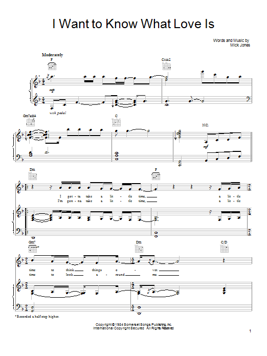 Mariah Carey I Want To Know What Love Is sheet music notes and chords. Download Printable PDF.