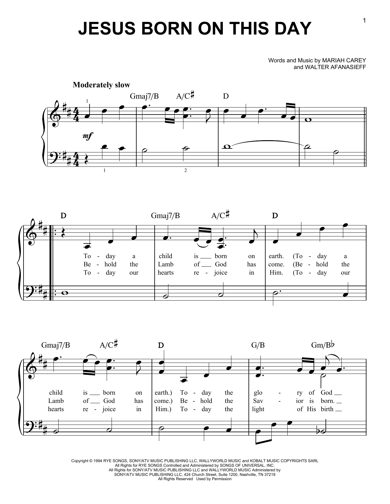 Mariah Carey Jesus Born On This Day sheet music notes and chords. Download Printable PDF.