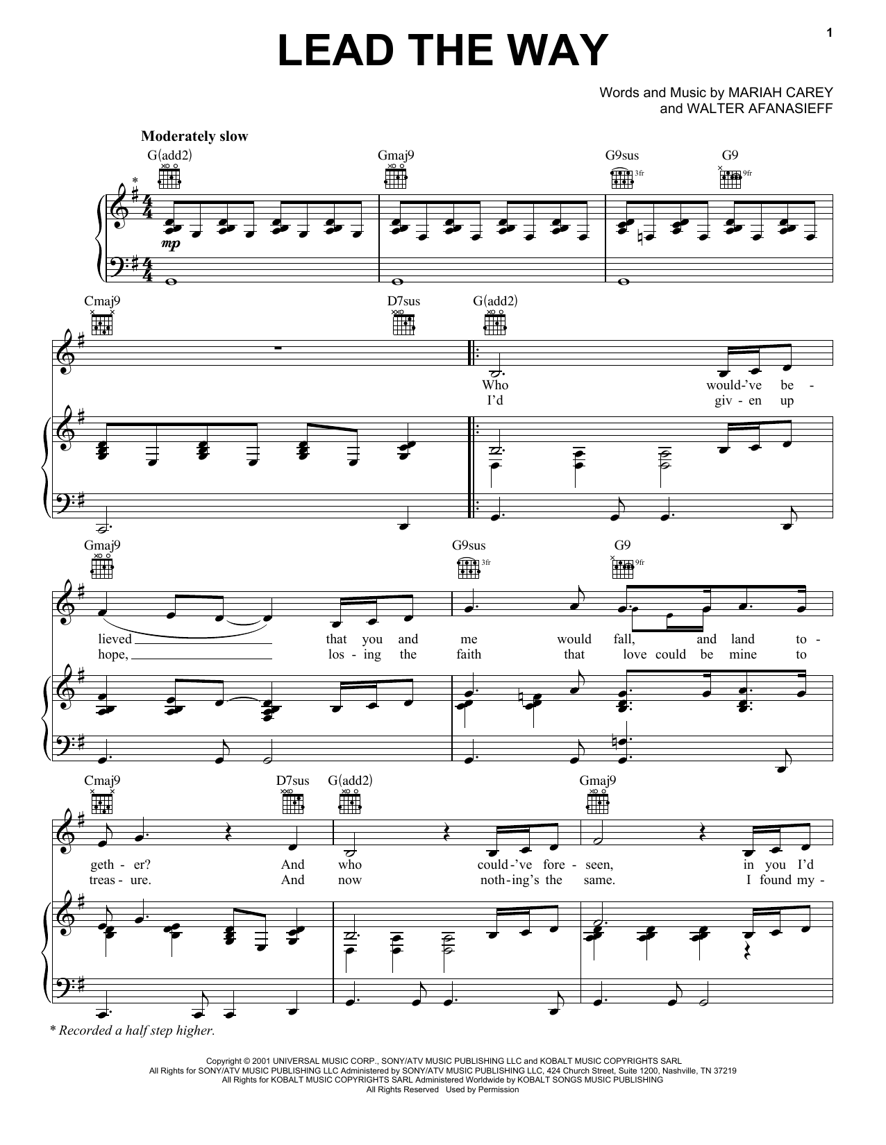 Mariah Carey Lead The Way sheet music notes and chords. Download Printable PDF.