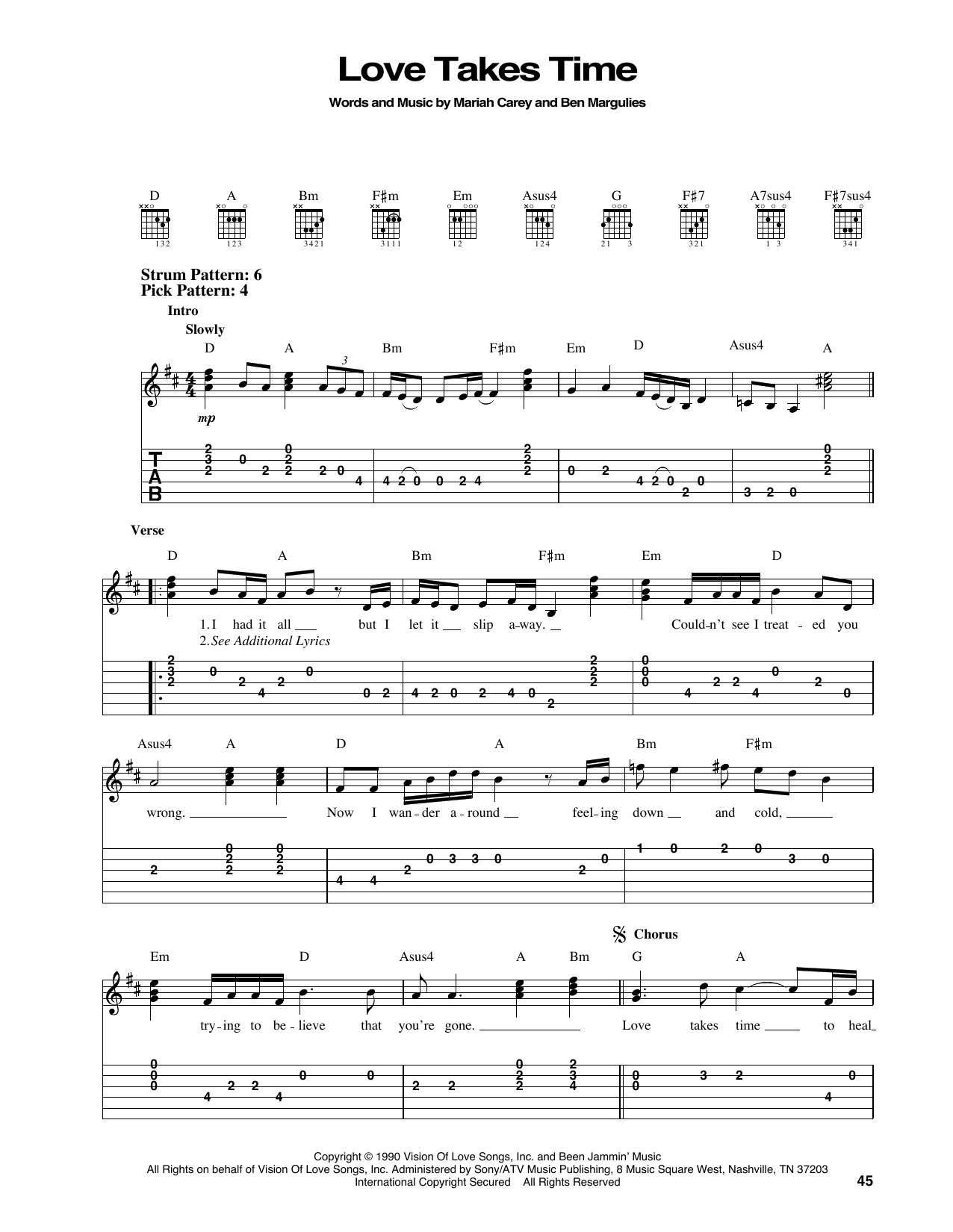 Mariah Carey Love Takes Time sheet music notes and chords. Download Printable PDF.