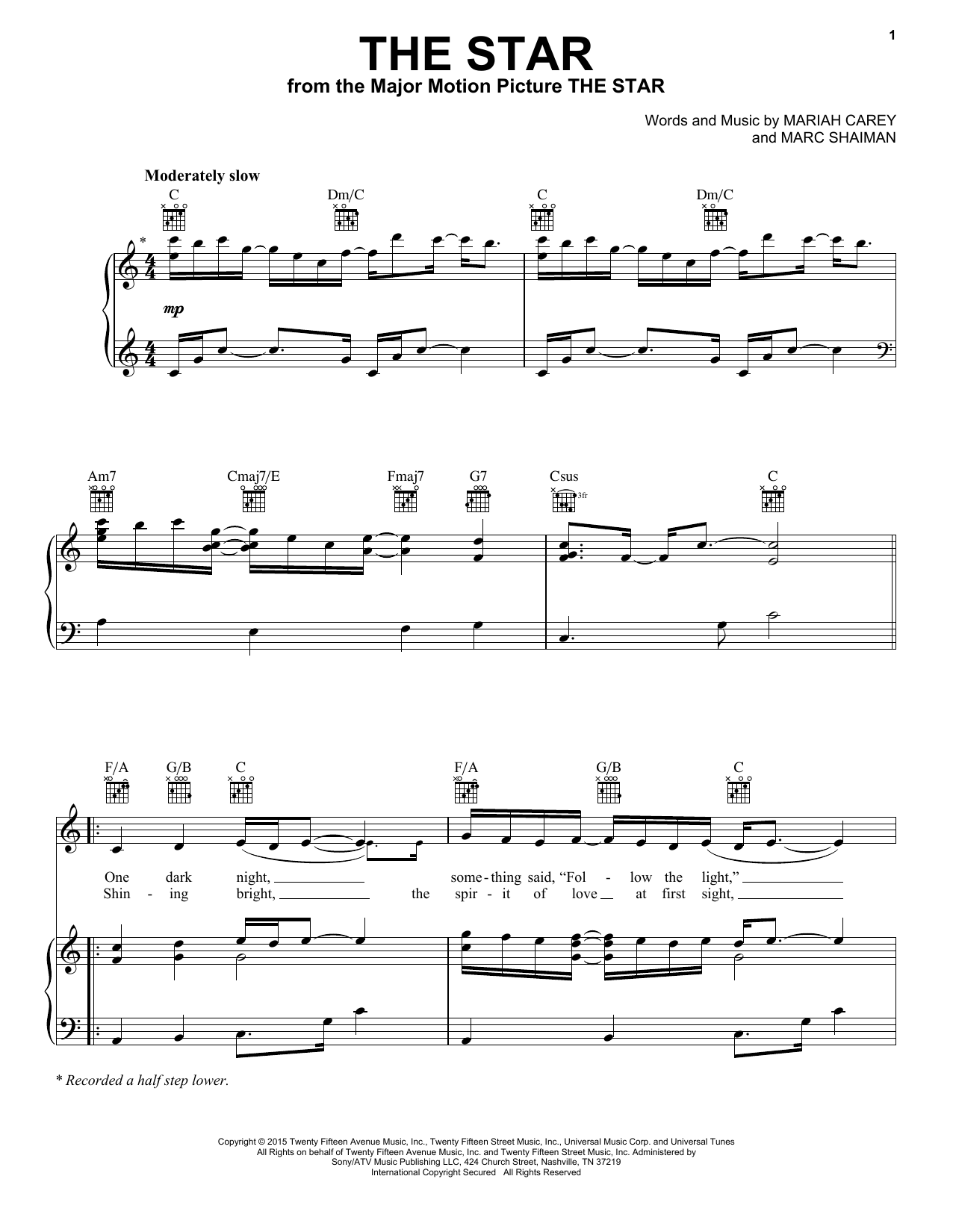 Mariah Carey The Star sheet music notes and chords. Download Printable PDF.