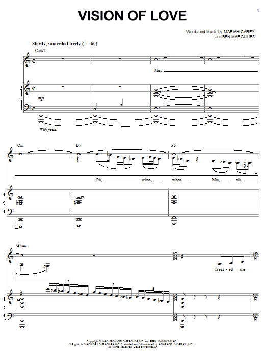 Mariah Carey Vision Of Love sheet music notes and chords. Download Printable PDF.