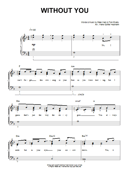 Mariah Carey Without You sheet music notes and chords. Download Printable PDF.