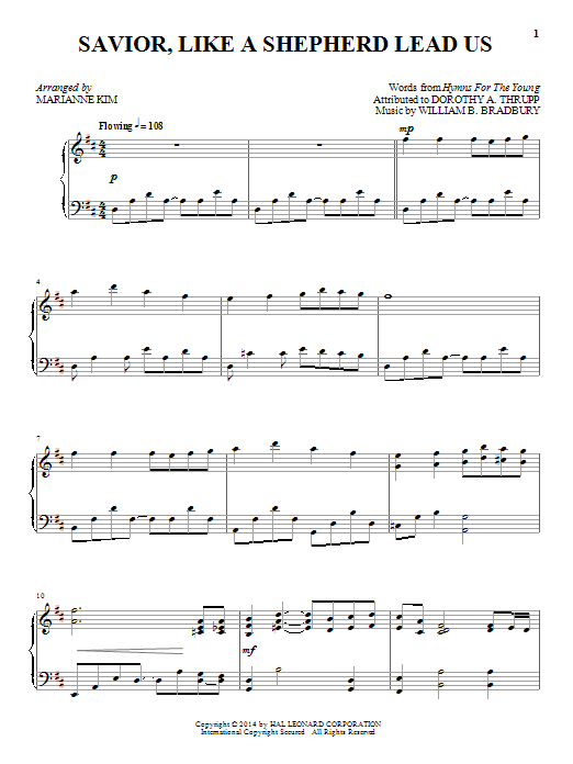 Marianne Kim Savior, Like A Shepherd Lead Us sheet music notes and chords. Download Printable PDF.