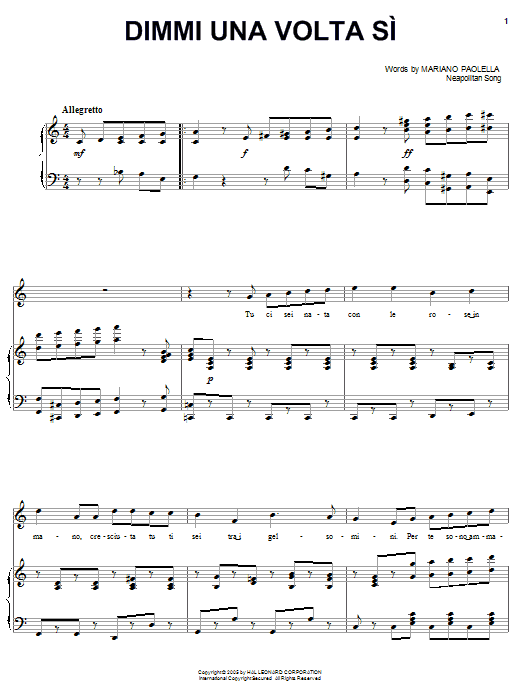 Mariano Paolella Dimmi una volta si sheet music notes and chords arranged for Piano, Vocal & Guitar Chords (Right-Hand Melody)