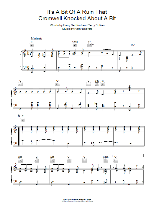 Learn to play Marie Lloyd It's A Bit Of A Ruin That Cromwell Knocked About A Bit sheet music for Piano, Vocal & Guitar Chords in minutes. Price: 7.8900$ Marie Lloyd It's A Bit Of A Ruin That Cromwell Knocked About A Bit sheet music notes and chords arranged for Piano, Vocal & Guitar Chords