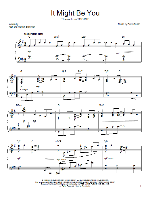 Marilyn Bergman It Might Be You sheet music notes and chords. Download Printable PDF.