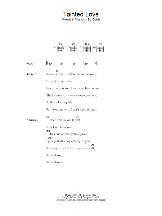 Marilyn Manson Tainted Love sheet music notes and chords. Download Printable PDF.