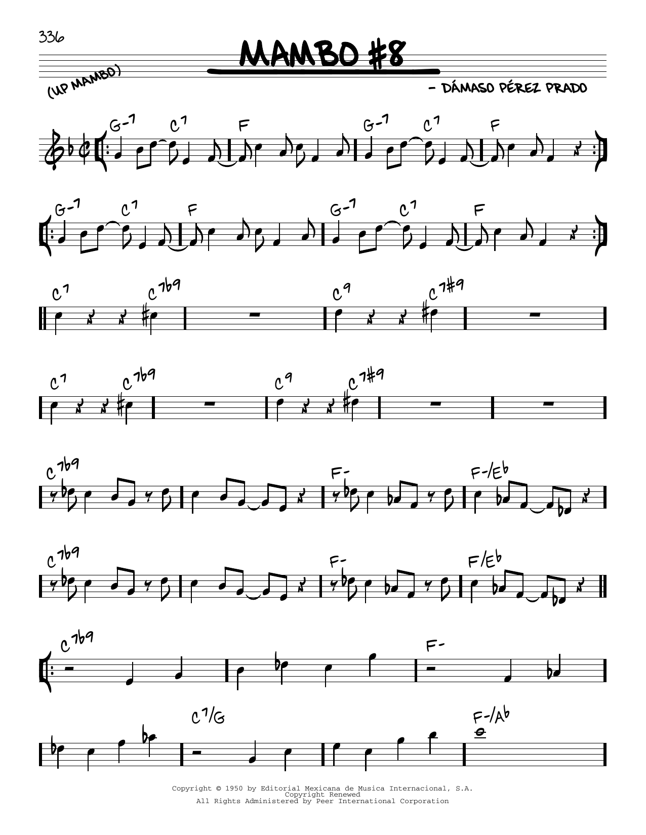 Learn to play Mario Bauzá Mambo #8 sheet music for Real Book – Melody & Chords in minutes. Price: 5.9900$ Mario Bauzá Mambo #8 sheet music notes and chords arranged for Real Book – Melody & Chords