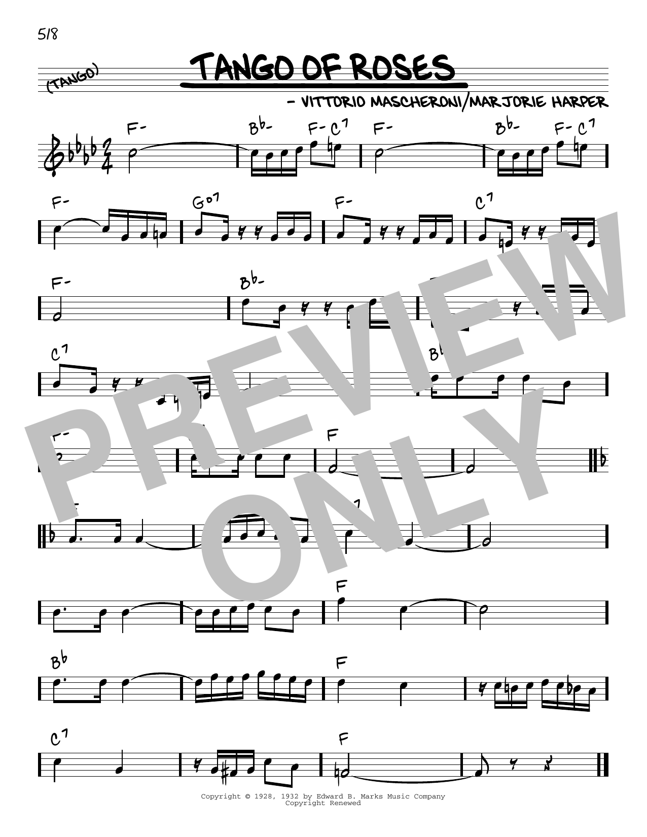 Marjorie Harper Tango Of Roses sheet music notes and chords. Download Printable PDF.