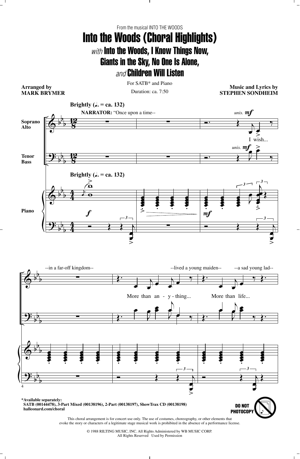Stephen Sondheim Into The Woods (Choral Highlights) (arr. Mark Brymer) sheet music notes and chords arranged for SATB Choir