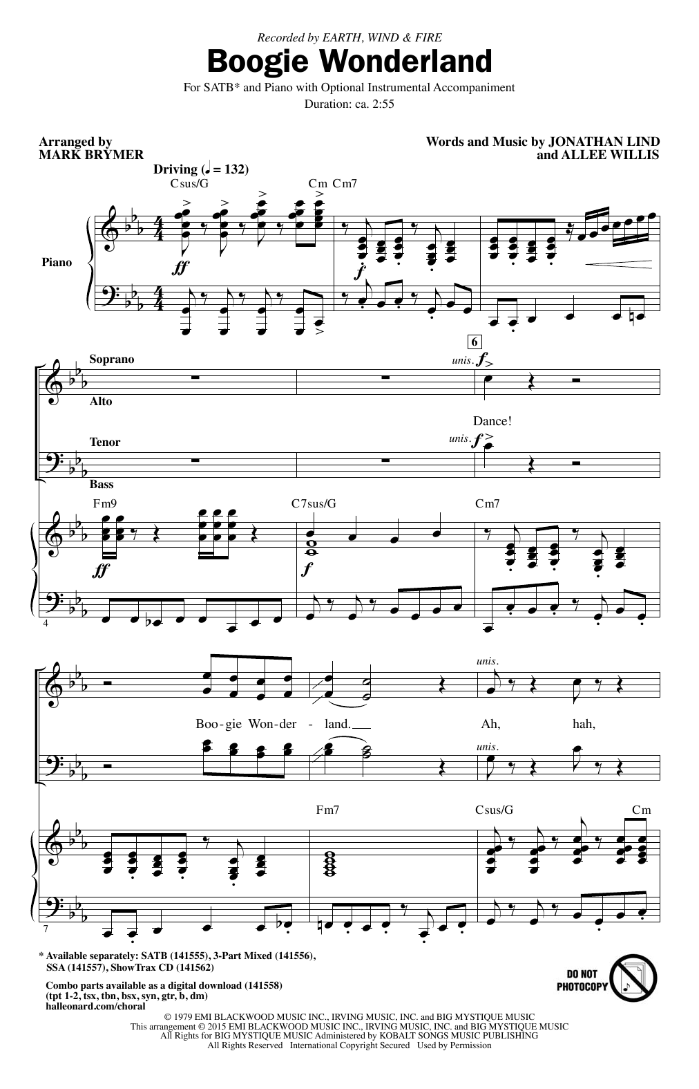 Mark Brymer Boogie Wonderland sheet music notes and chords. Download Printable PDF.