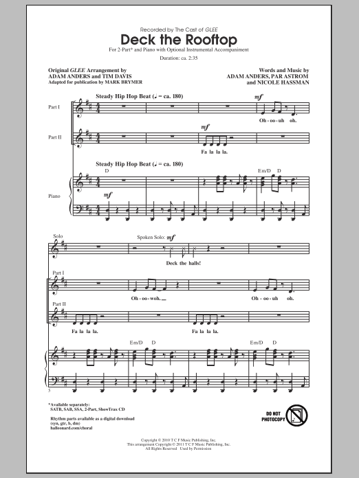 Glee Cast Deck The Rooftop (arr. Mark Brymer) sheet music notes and chords. Download Printable PDF.