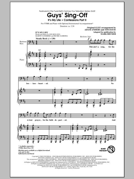 Mark Brymer Guys' Sing-Off (from Glee) sheet music notes and chords. Download Printable PDF.