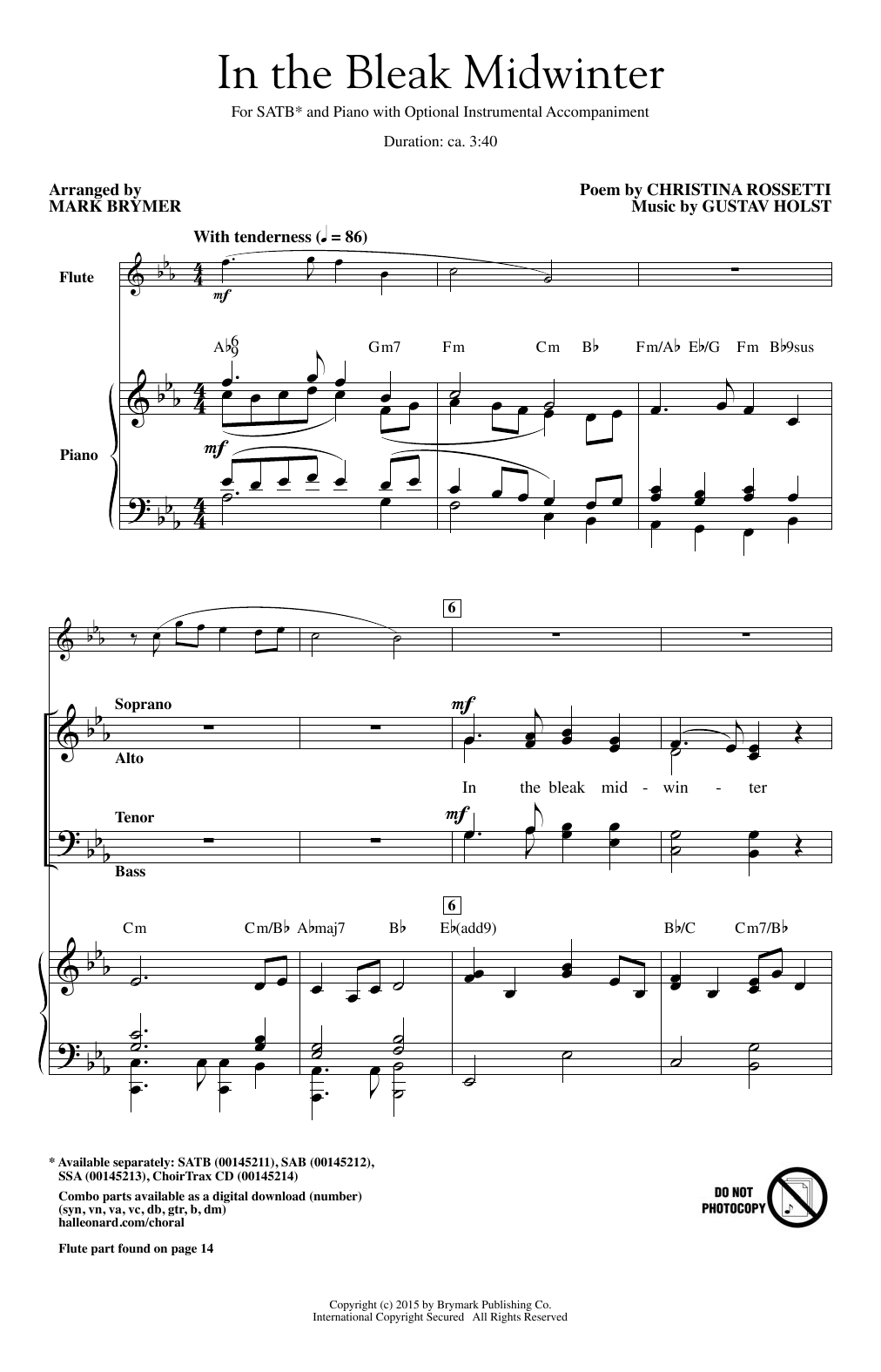 Mark Brymer In The Bleak Midwinter sheet music notes and chords. Download Printable PDF.