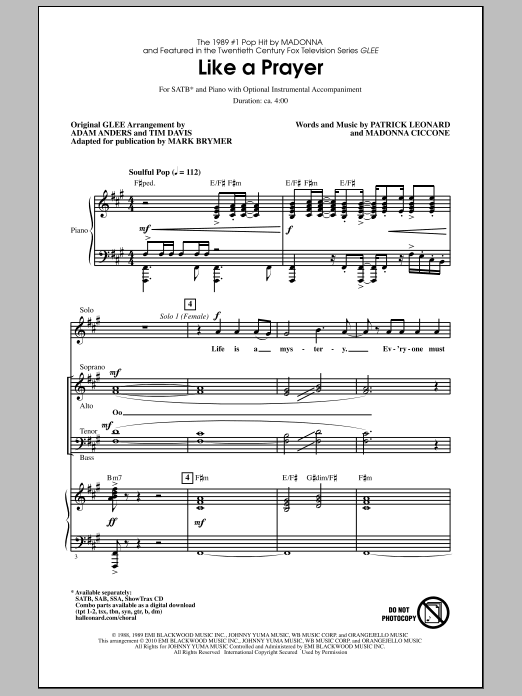 Mark Brymer Like A Prayer sheet music notes and chords. Download Printable PDF.