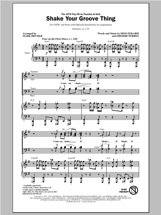 Peaches & Herb Shake Your Groove Thing (arr. Mark Brymer) sheet music notes and chords arranged for SATB Choir