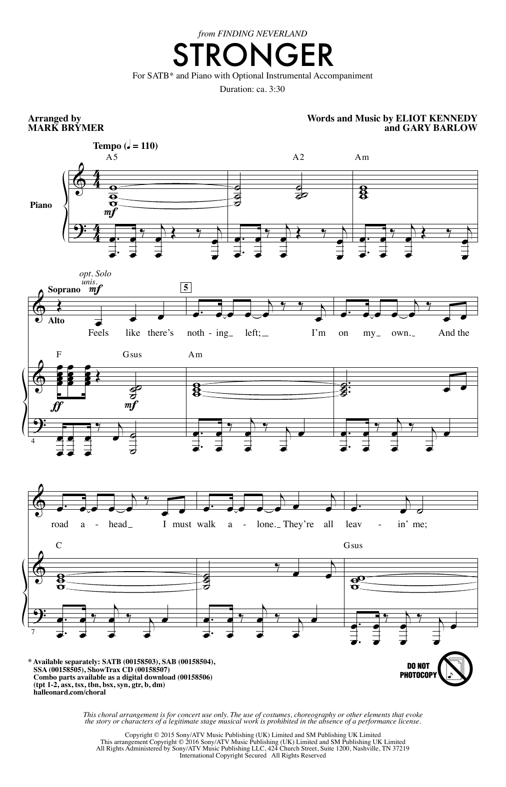 Mark Brymer Stronger sheet music notes and chords. Download Printable PDF.