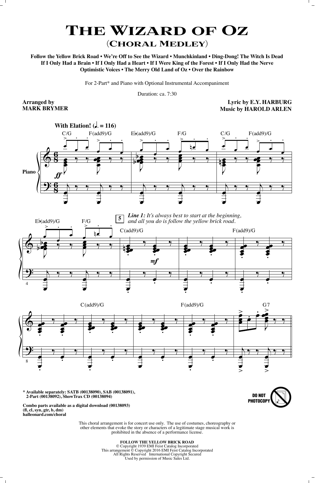 Mark Brymer The Wizard of Oz (Choral Medley) sheet music notes and chords. Download Printable PDF.