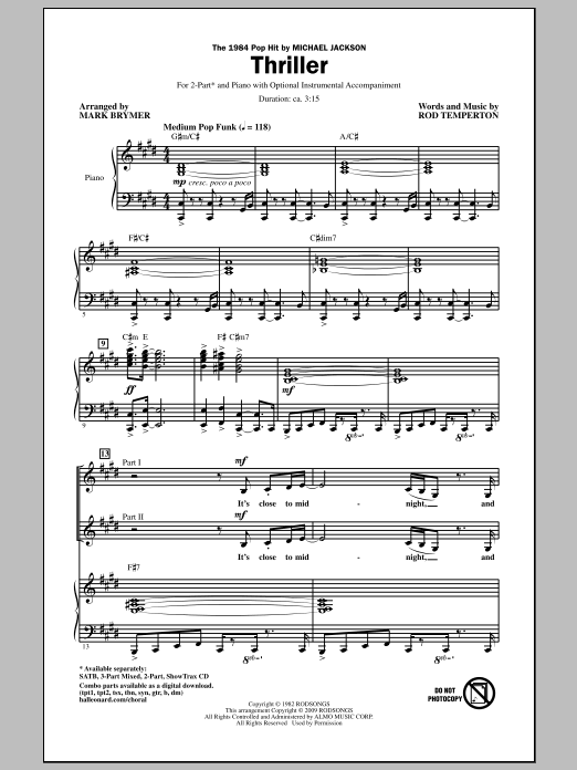 Mark Brymer Thriller sheet music notes and chords. Download Printable PDF.