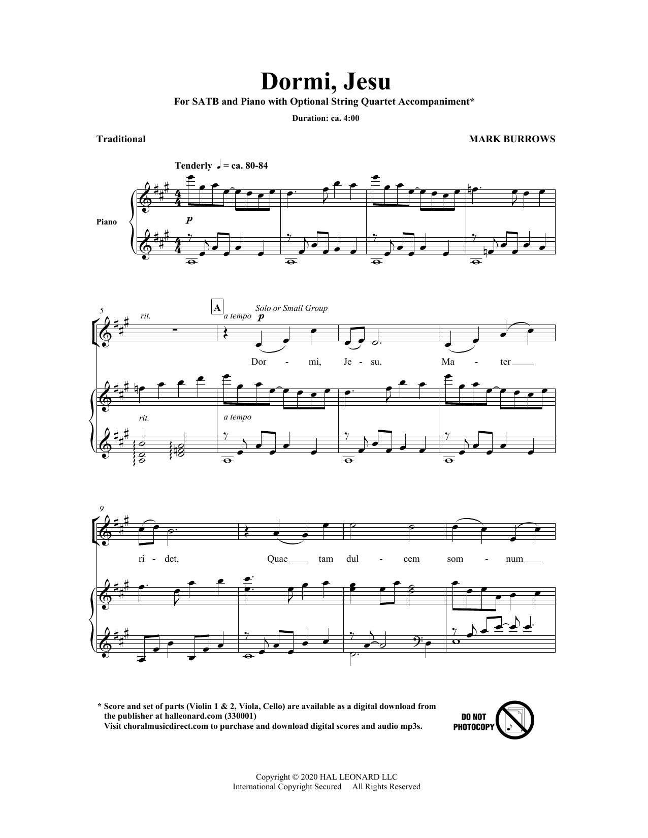 Learn to play Mark Burrows Dormi Jesu sheet music for SATB Choir in minutes. Price: 3.9900$ Mark Burrows Dormi Jesu sheet music notes and chords arranged for SATB Choir