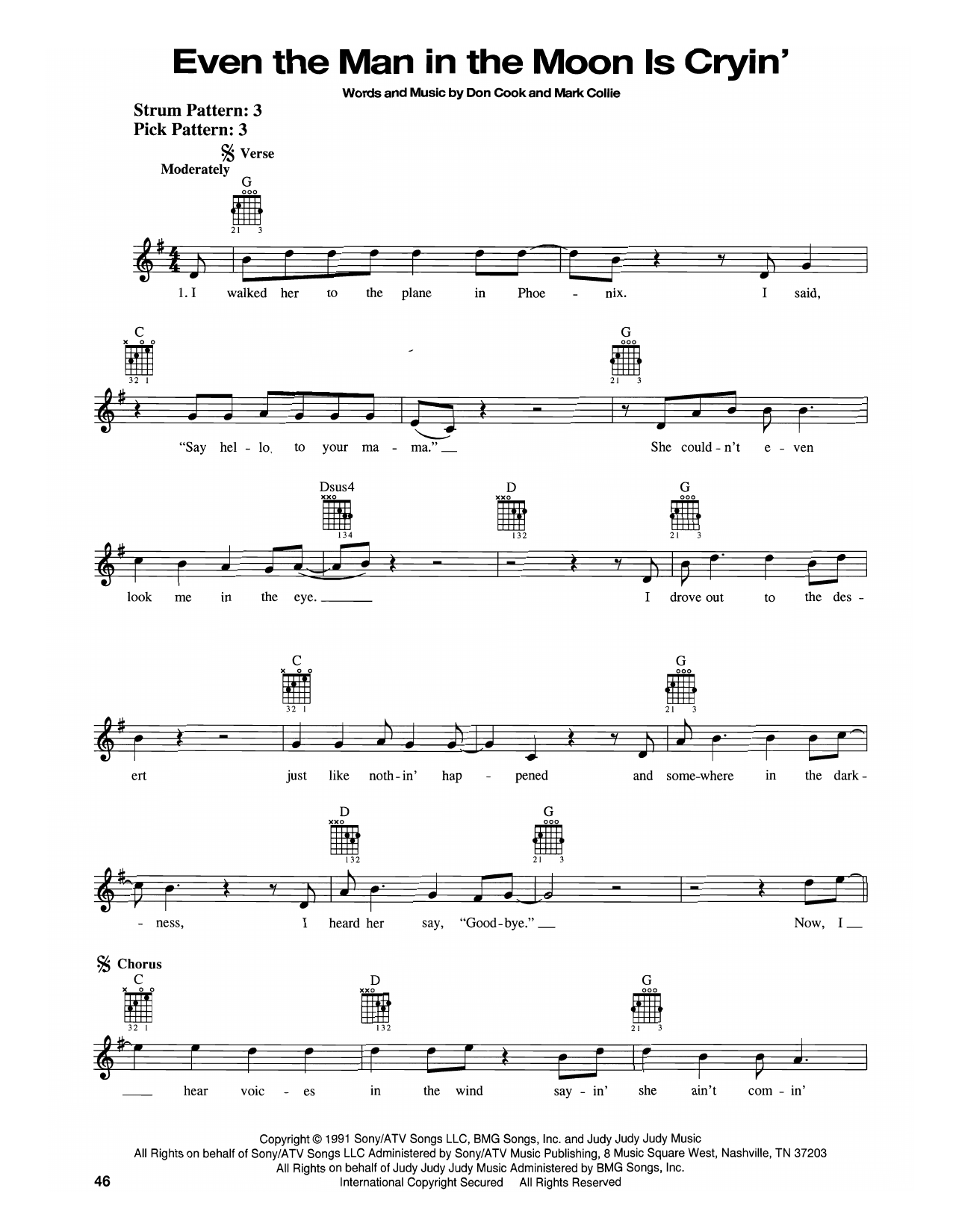 Mark Collie Even The Man In The Moon Is Cryin' sheet music notes and chords. Download Printable PDF.