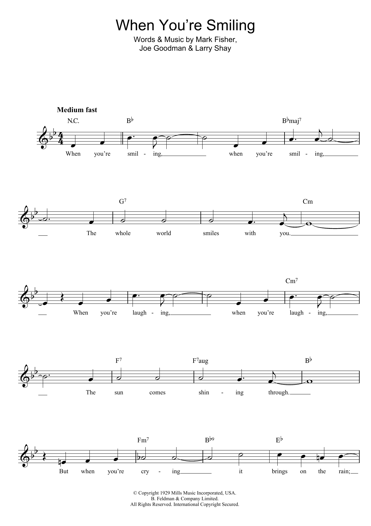 Mark Fisher When You're Smiling (The Whole World Smiles With You) sheet music notes and chords. Download Printable PDF.