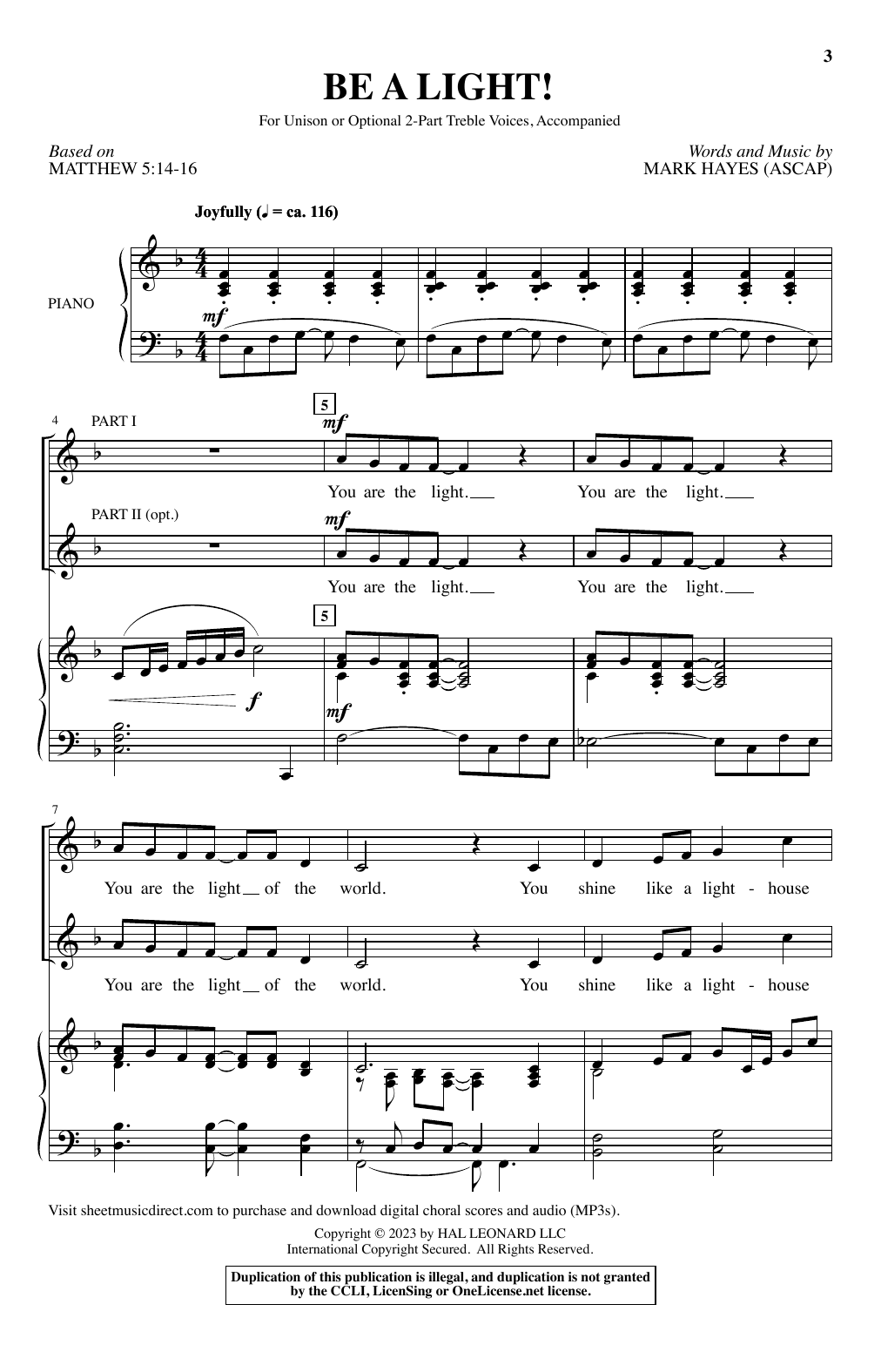 Mark Hayes Be A Light! sheet music notes and chords. Download Printable PDF.