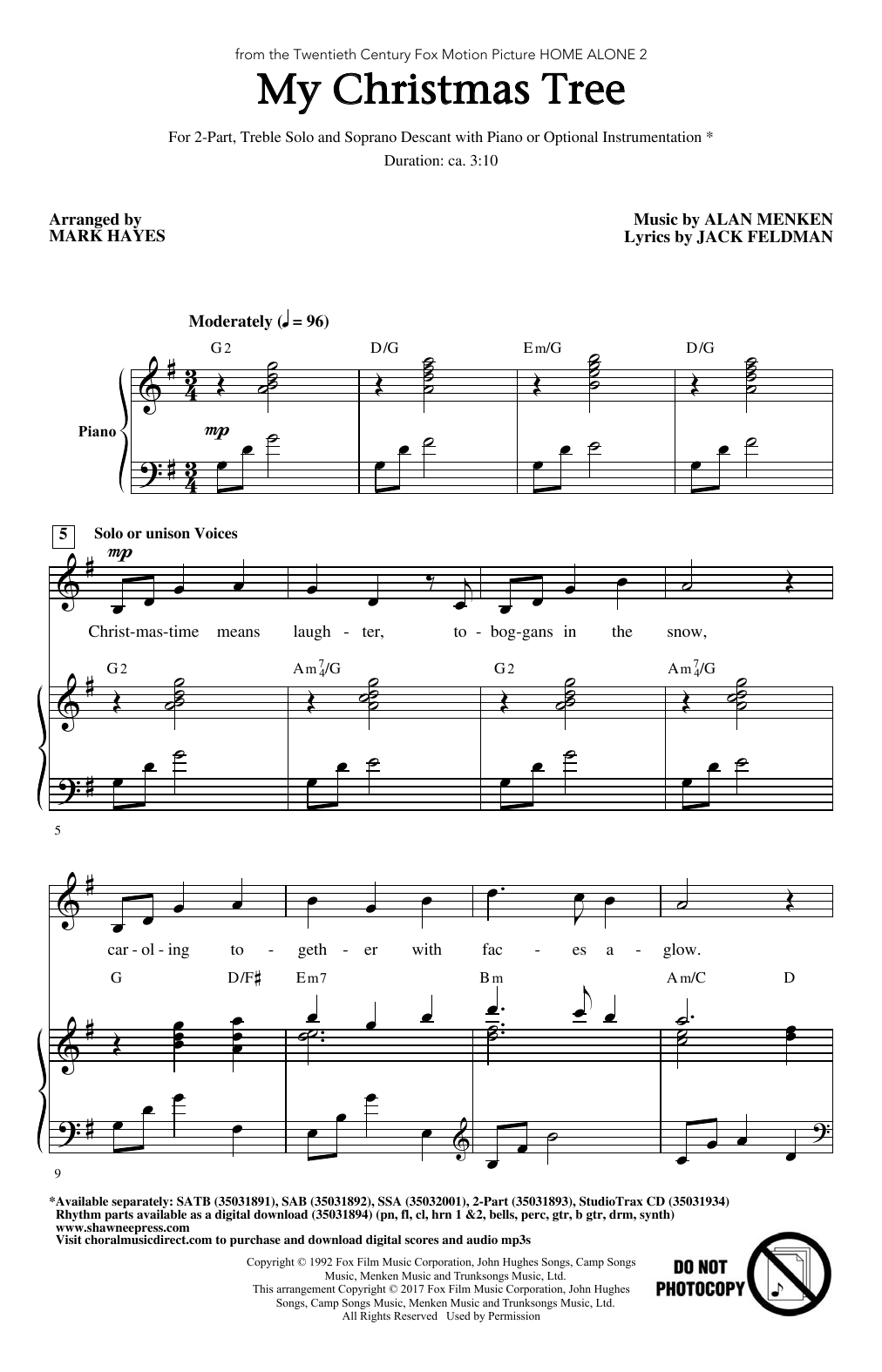 Mark Hayes My Christmas Tree sheet music notes and chords. Download Printable PDF.