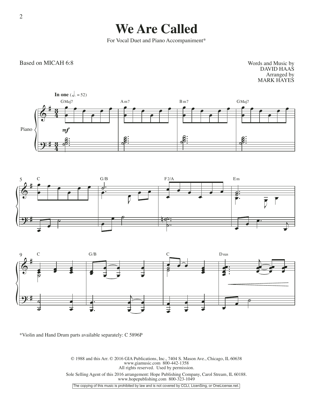 Mark Hayes We Are Called sheet music notes and chords. Download Printable PDF.