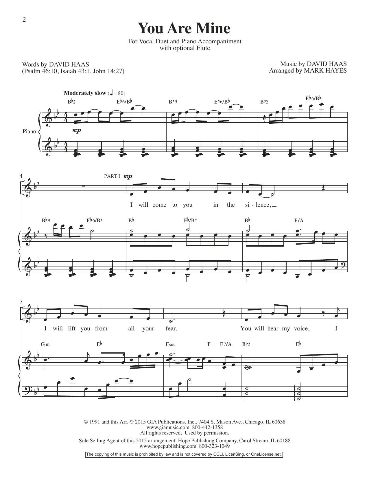 Mark Hayes You Are Mine sheet music notes and chords. Download Printable PDF.