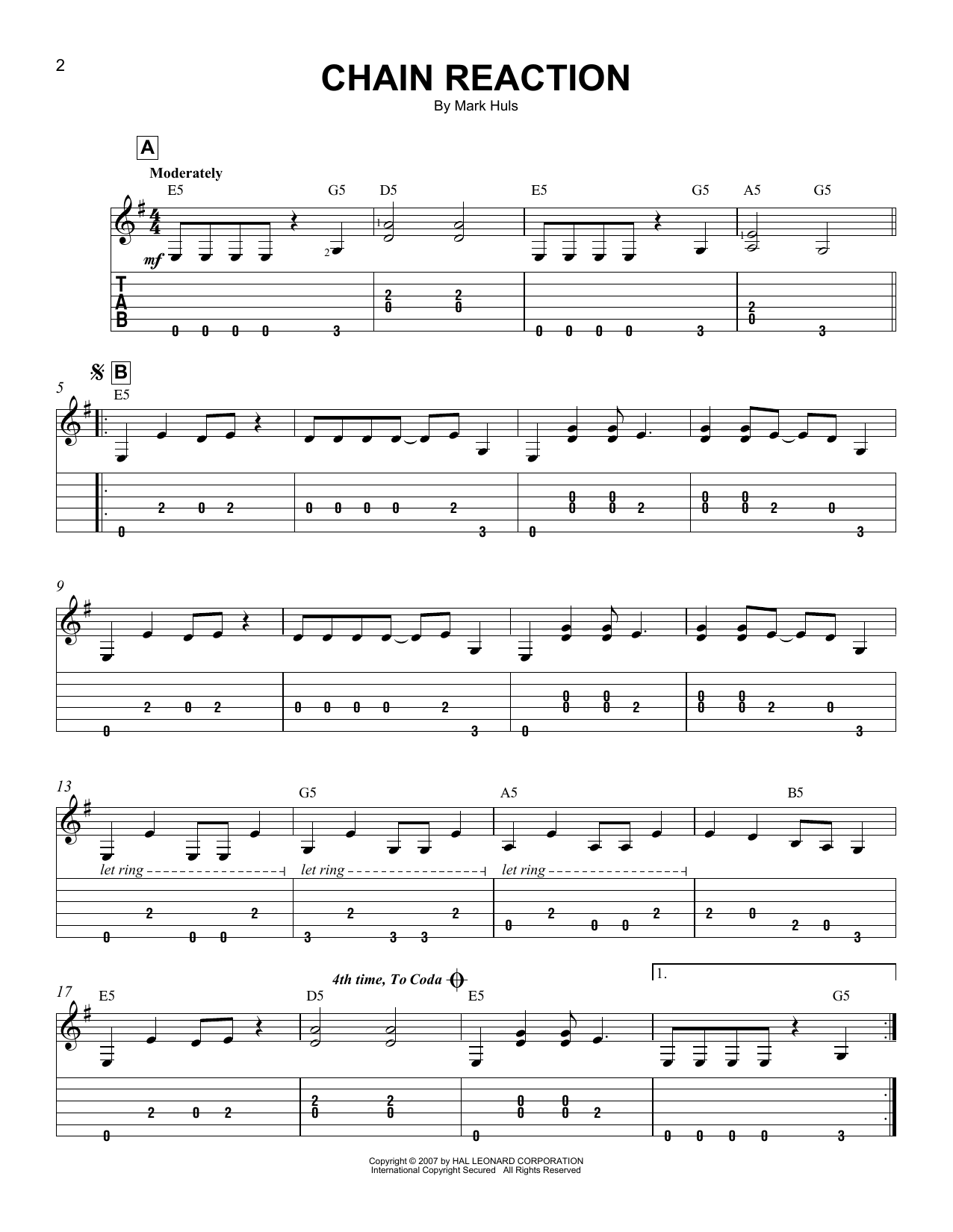 Mark Huls Chain Reaction sheet music notes and chords. Download Printable PDF.