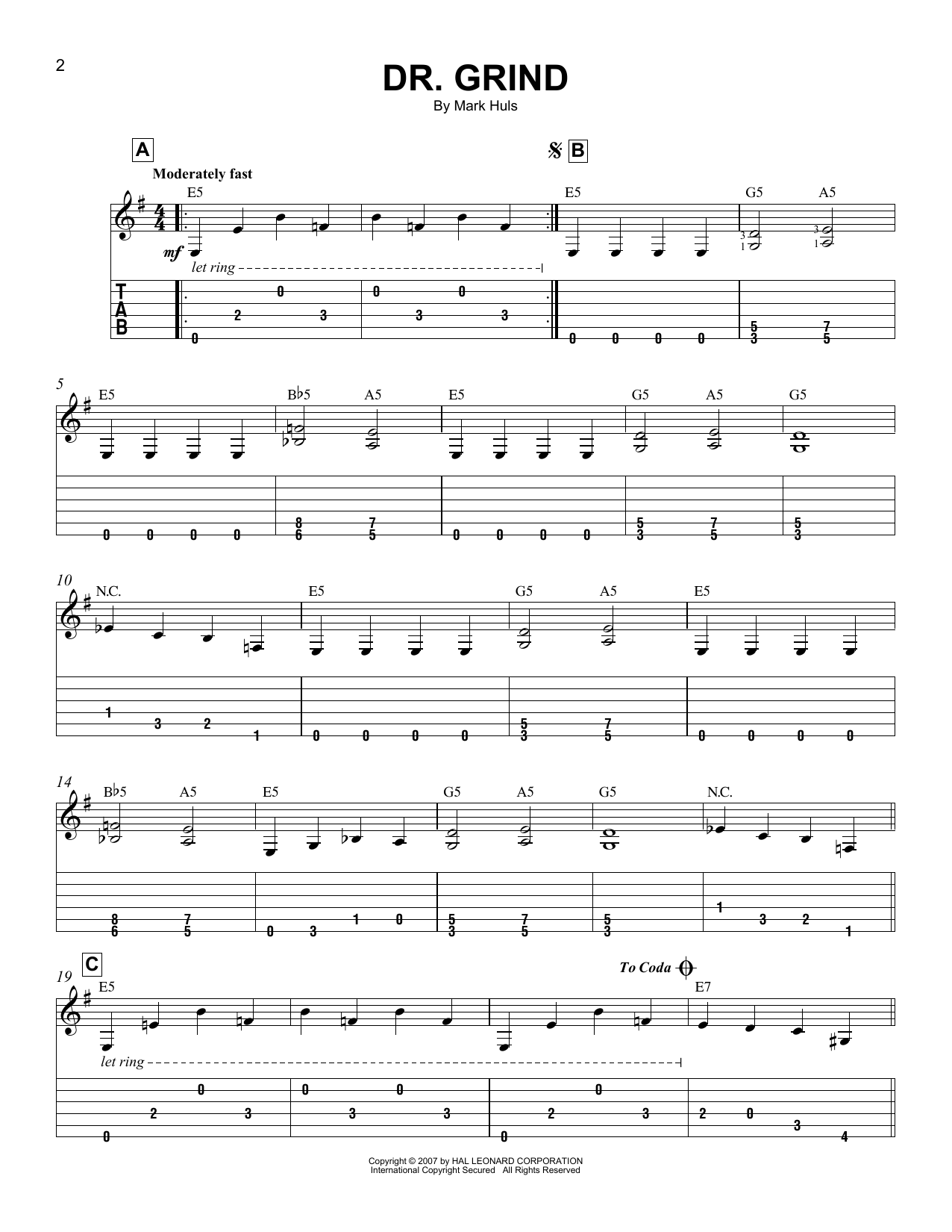 Mark Huls Dr. Grind sheet music notes and chords. Download Printable PDF.