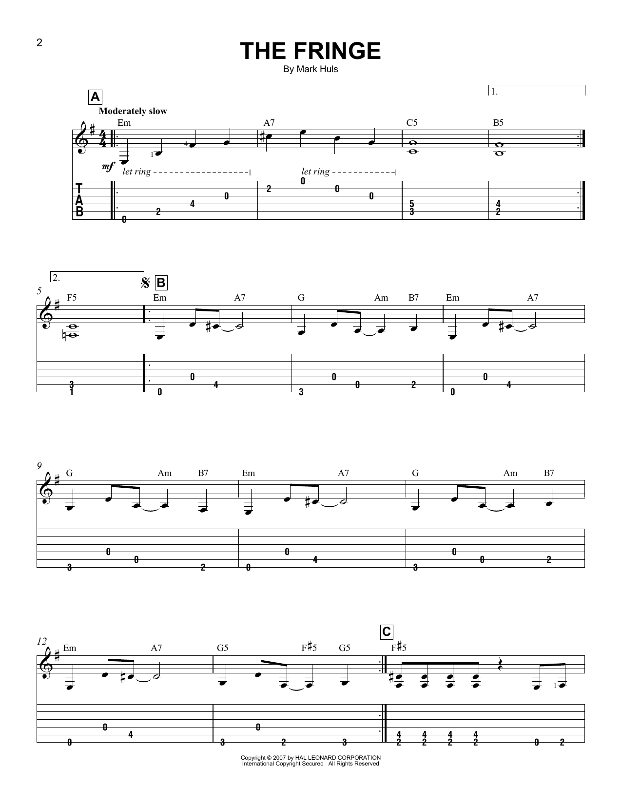 Mark Huls The Fringe sheet music notes and chords. Download Printable PDF.