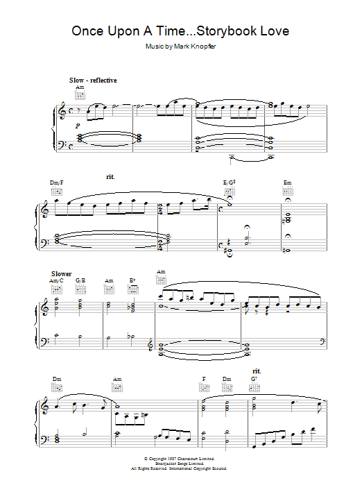 Mark Knopfler Once Upon A Time...Storybook Love (from The Princess Bride) sheet music notes and chords. Download Printable PDF.