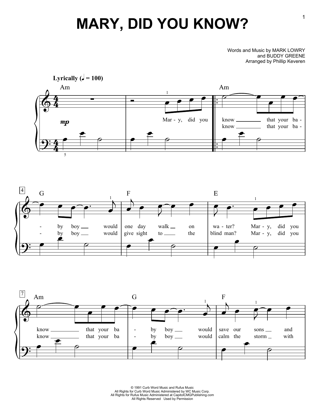 Mark Lowry Mary, Did You Know? (arr. Phillip Keveren) sheet music notes and chords. Download Printable PDF.