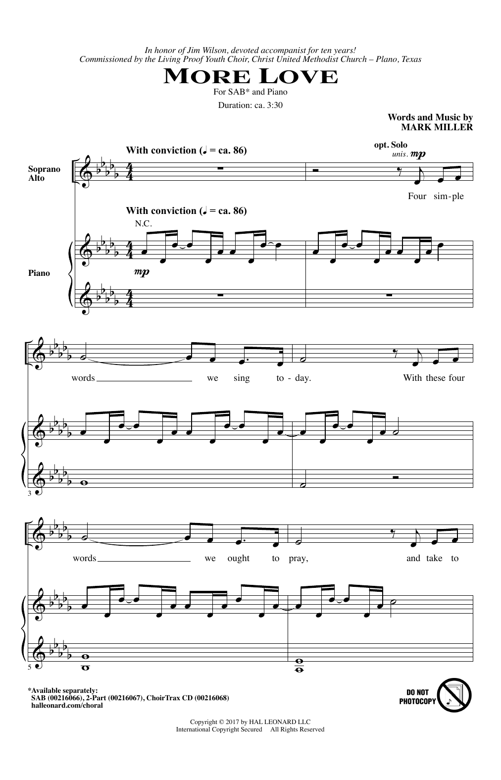 Mark Miller More Love sheet music notes and chords. Download Printable PDF.