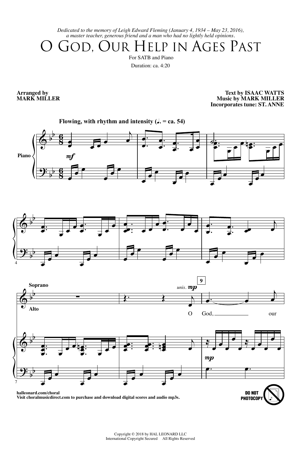 Mark Miller O God, Our Help In Ages Past sheet music notes and chords arranged for SATB Choir