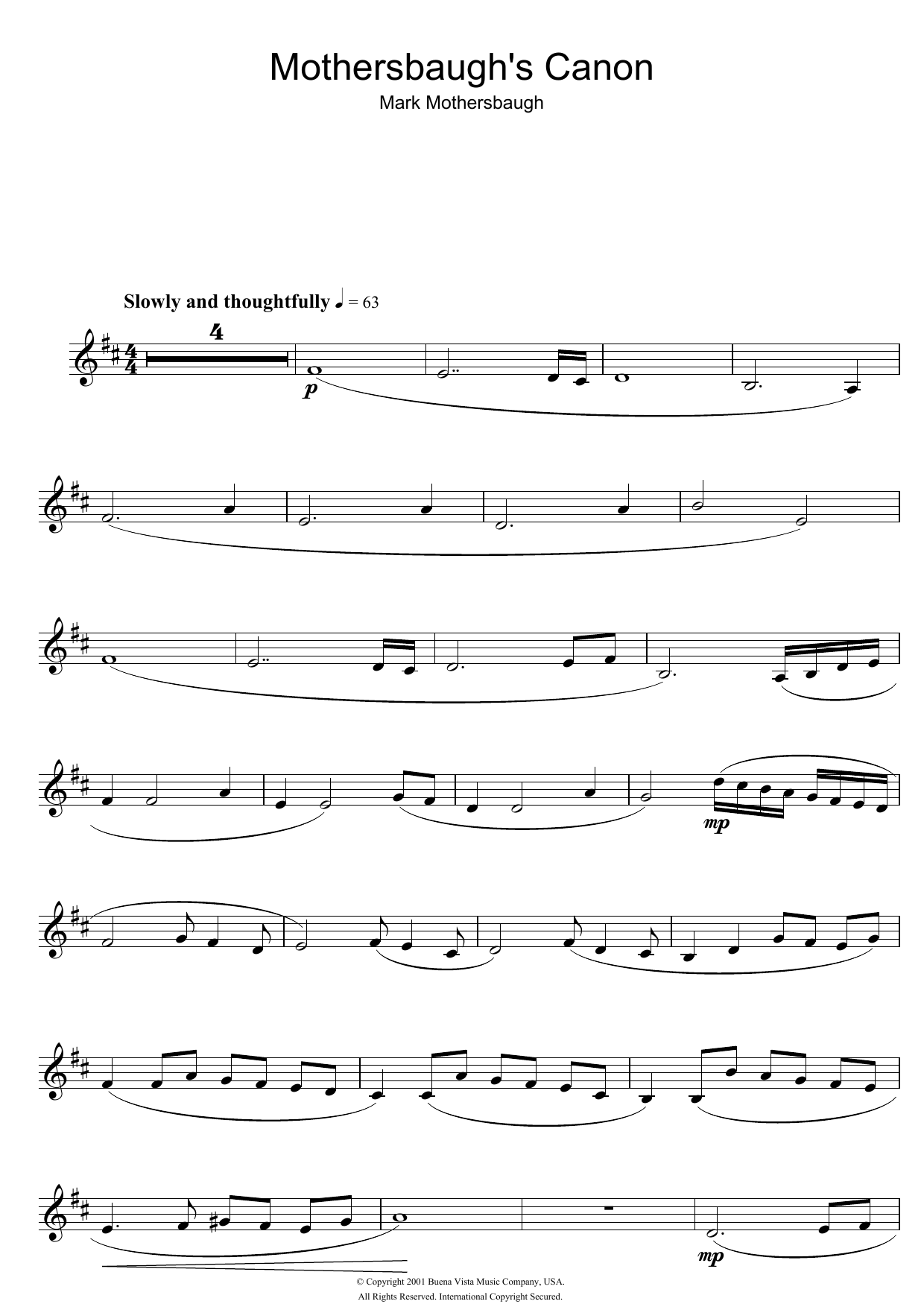 Mark Mothersbaugh Mothersbaugh's Canon (from The Royal Tenenbaums) sheet music notes and chords. Download Printable PDF.