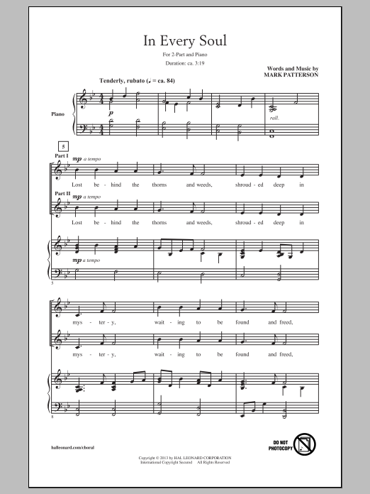 Mark Patterson In Every Soul sheet music notes and chords. Download Printable PDF.