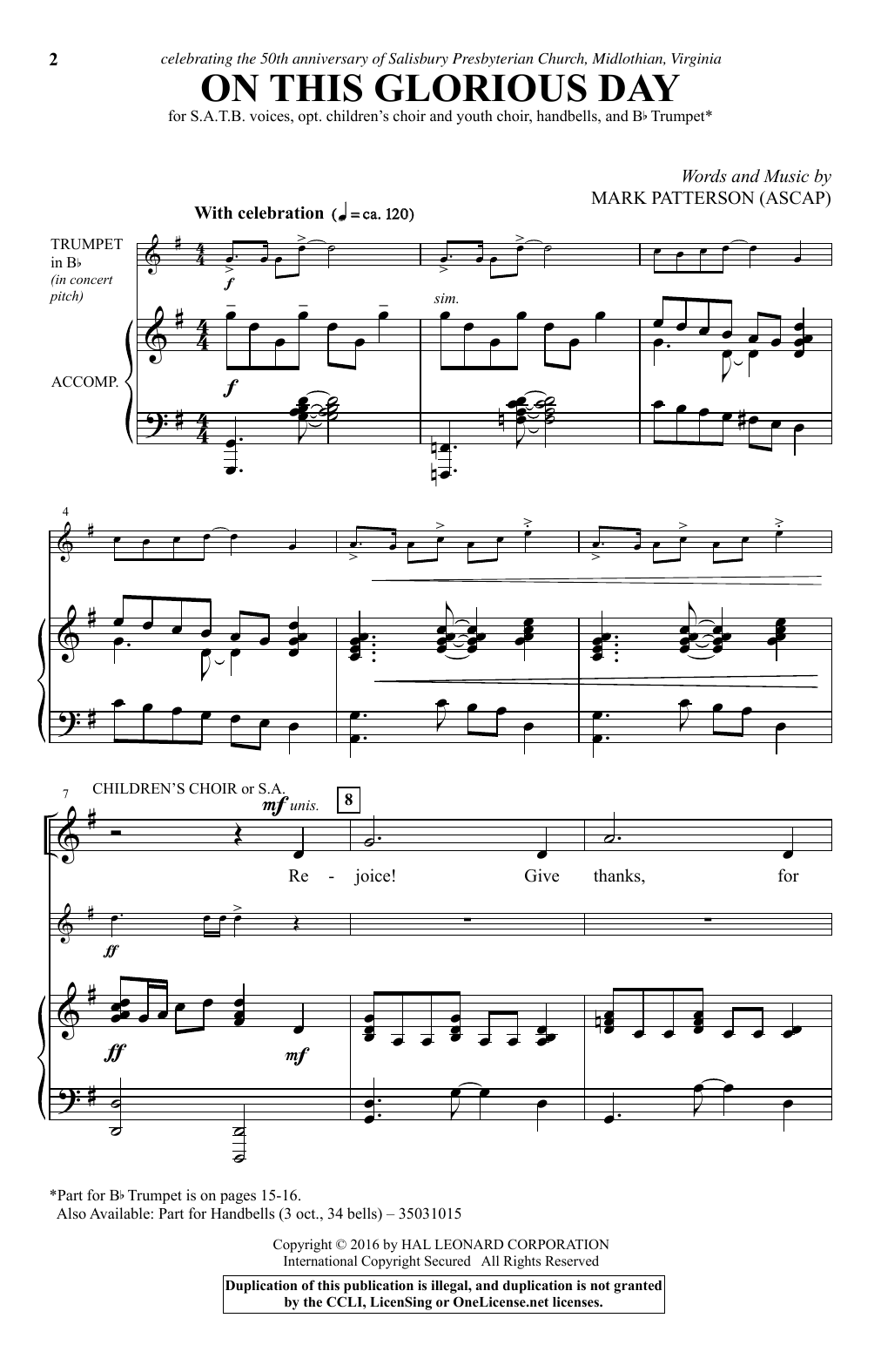 Mark Patterson On This Glorious Day sheet music notes and chords. Download Printable PDF.