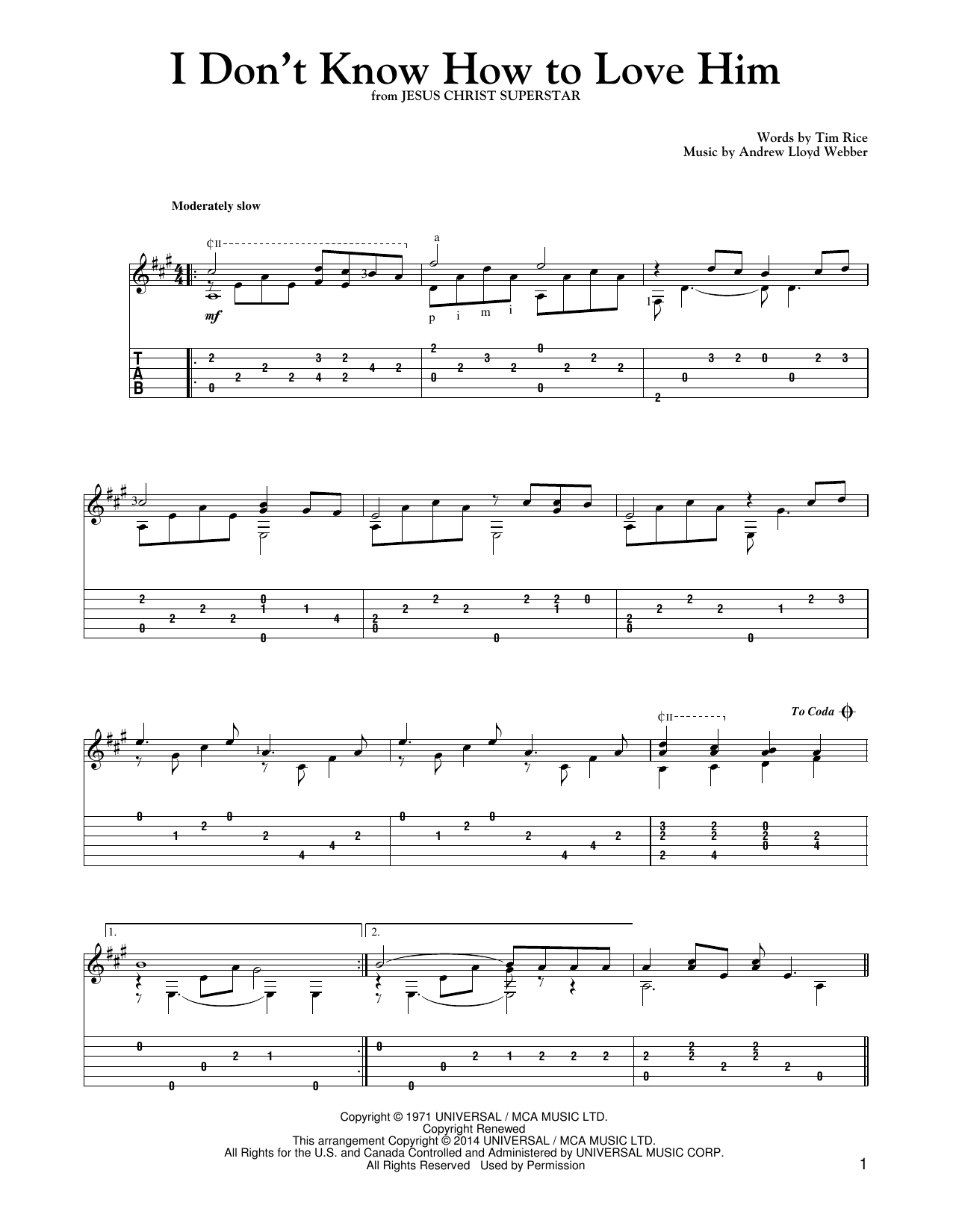 Mark Phillips I Don't Know How To Love Him sheet music notes and chords. Download Printable PDF.